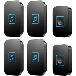 CACAZI Welcome Wireless Doorbell Waterproof Smart Cordless Bell 2 Transmitter 4 Receivers Volume 0-110dB 60 Chimes US EU UK Plug