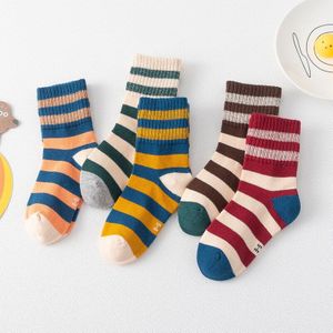 5 Pairs Kinderen Sokken Ademend Meisjes Jongens Sport Sokken Unisex Katoenen Streep Peuter Baby Sokken Voor Baby &#39;S Herfst Winter Sok