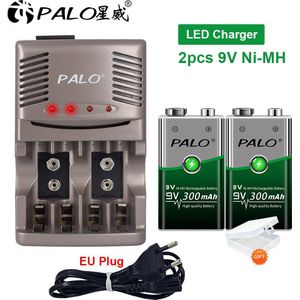 Palo 9V 6F22 Ni-Mh 9V Oplaadbare Batterij + Smart Battery Charger Voor 1.2V Aa Aaa Nimh Nicd batterij Voor 9V Oplaadbare Batterij