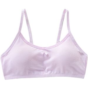 1 Pc Puberteit Meisjes Spaghetti Band Ondergoed Snoep Kleur Strik Training Beha Backless Uitneembare Draadloze Brasserie