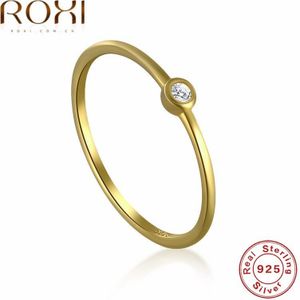 Roxi 925 Sterling Zilver Wit Zirkoon Trouwringen Voor Vrouwen Minimalistische Dunne Ring Dainty Zirconia Ronde Ring Paar