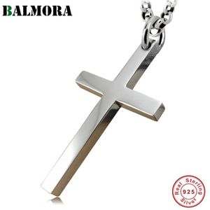 BALMORA Real 925 Sterling Zilver Eenvoudige Classic Jesus Cross Hanger voor Kettingen Vrouwen Mannen Christelijke Punk Mode-sieraden