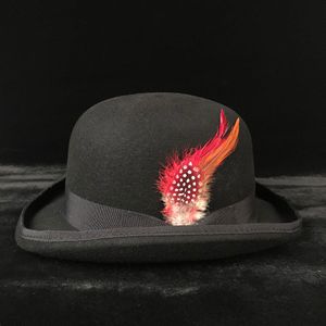 100% Australië Wolvilt Derby Bolhoed Mannen Vrouwen Jurk Smoking Kostuum Steampunk Derby Cap 4 Szie SML XL