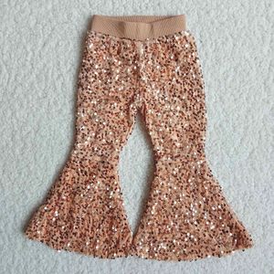 Kids Flare Broek Meisjes Pailletten Beller Broek Peuters Goud Kleur Elastische Taille Boot Cut Broek