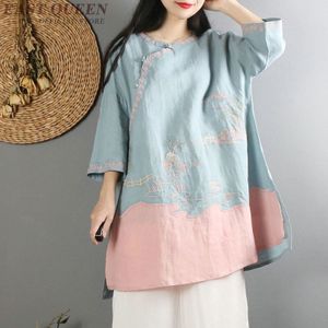 Traditionele chinese blouse shirt tops voor vrouwen mandarijn kraag oosterse linnen shirt blouse vrouwelijke cheongsam top AA4150