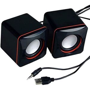 Draagbare Bedrade Speaker Compact Stereo Kleine Vierkante 3.5 Mm Audio Jack Laptop Desktop Computer Usb Speaker