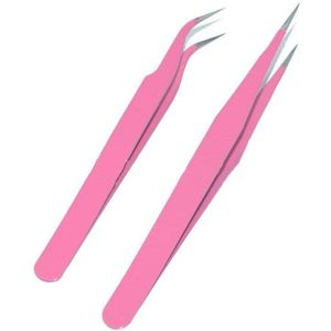 1/2Pcs Roze Roestvrijstalen Pincet Rechte Gebogen Pick Up Gereedschap Wimper Extension Wees Nipper Clip Manicure Nail art Tool