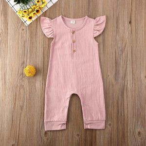 Pudcoco Soild Romper Voor Pasgeboren Baby Baby Meisje Kleding Ruffle Romper Jumpsuit Effen Outfit Zomer