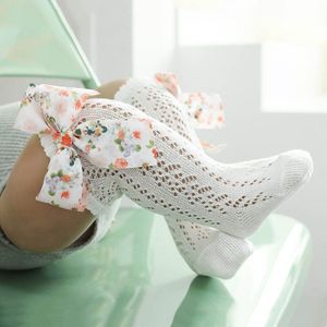 Leuke Flower Bows Baby Sokken Zomer Mesh Baby Jongens Meisjes Kniehoge Sokken Kinderen Kinderen Lange Sokken