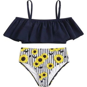 Sfit Meisjes Leaf Print Ruffle Bikini Twee Stuk Badpak Eachwear Zwembad 2 Pices Badpak Kinderen Badpak Baby Meisjes badmode