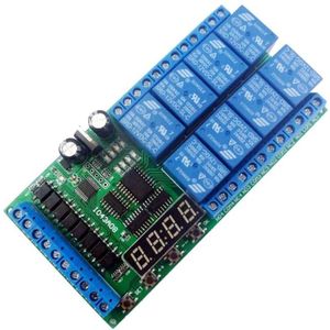 Dc12V 8 Kanalen Multifunctionele Timer Vertraging Relais Boord Tijd Schakelaar Timing Loop Interlock Self-Locking Kortstondige Bistabiele