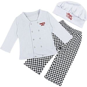 Baby Jongen Meisje Rompertjes Halloween Kok Chef Kostuum Top + Broek + Hoed Set Fancy Dress Party Kostuum Outfit kleding Set