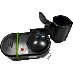 Electronic Bite Fish Strike Sound Alarm Sensor Bell Clip-On Hengel Pole Tackle W/Led Licht Met 3 * Ag-13 Knoopcel Zwart
