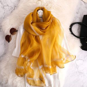 Echte Zijde Wol Sjaal Voor Vrouwen Solid Gold Draad En Zilver Draad Pashmina Dunne Lente Zomer Sjaals En wraps Hijab Femme