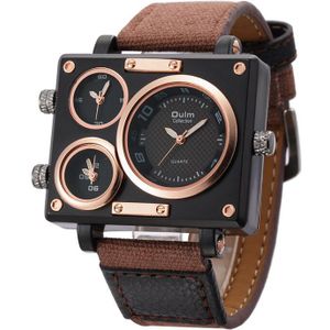 Heren Horloges Top Brand Luxe Oulm 3595 Unieke Horloges Mannen Mode Vierkante Grote Gezicht 3 Tijdzone Casual quartz Horloge