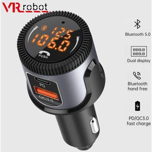 Vr Robot Bluetooth 5.0 Auto MP3 Speler Fm-zender Met Pd Qc 3.0 Usb Snel Opladen Adapter Draadloze Handsfree Car kit