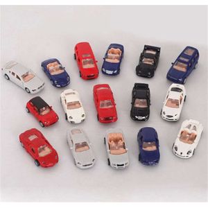 16Pcs 4D 1:87 Plastic Monteren Auto Mini Moderne Cars Collection Puzzel Montage Zand Tafel Speelgoed Voor Kinderen