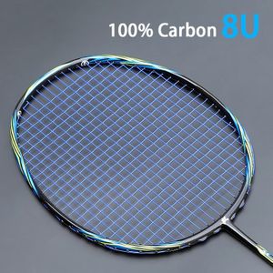 Professionele Ultarlight 8U 66G Full Carbon Fiber Badminton Racket Strung Racquet Met Snaren Tas Padel Offensief Soort Voor Volwassen