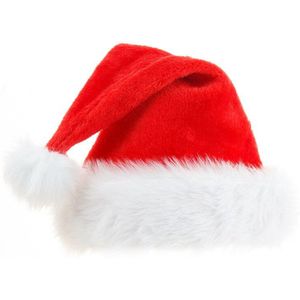 Kerstmuts Dikke Zachte Pluche Cosplay Kerstman Rode Hoed Xmas Tree Decor Jaar Party Cape Fancy Hoofd Slijtage