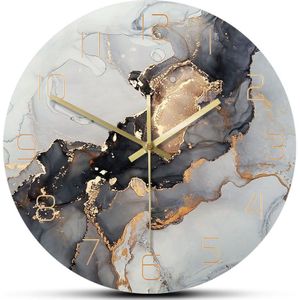 Abstract Alcohol Inkt Gedrukt Wandklok Moderne Kunst Marmeren Textuur Stille Quartz Klok Aquarel Schilderen Home Decor Muur Horloge