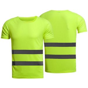 Ademend Hoge Zichtbaarheid Werk T-shirt Ademend Running T-shirt Mannen Fitness Zomer Fluorescerende Geel Oranje