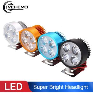 Vehemo Super Heldere Universele Motorfiets E-Bike Led Koplamp Koplamp Scooters Spotlight Front Dc 12V Rijden Spot Hoofd licht