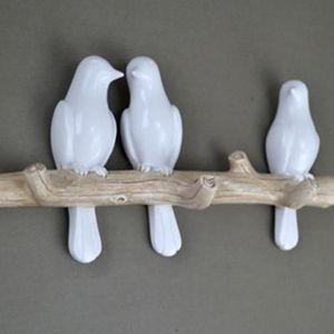 Vogels Op Boomtak Haak Hars Muur Decor Miniatuur Muur Gemonteerde Sleutel Haak Kleerhanger Woondecoratie Opslag Haken
