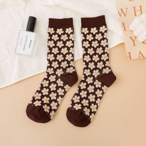 Herfst En Winter Vrouwen Sokken Mid-Buis Japanse Bruine Dubbele Naald Dubbele Manier Plaid stapel Meisje Sokken College Stijl