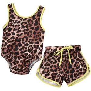 Pasgeboren Peuter Kids Baby Girl Leopard Badmode Badpak Bikini Badpak Mode 2 Stuks Set Zwemmen Kleding