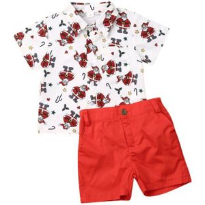 Citgeett Zomer Peuter Baby Jongens Kids Santa Shirt Tops + Broek Rode Broek Kerst Xmas Outfits Festival Sets