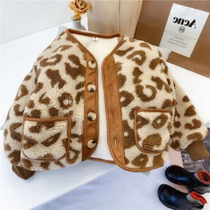 Meisje Luipaard Jas Lam Fluwelen Peuter Baby Warm Thicken Coat Winter Childre Warme Jassen Jas Kinderen Enkele Breasted Jas