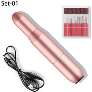 Elektrische Nagel Boormachine Manicure Machine Set Usb Opladen Mill Cutter Voor Manicure Nail File Pedicure Tool Nail Boor Set