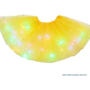 67JC Kids Meisjes Led Light Up Glitter Ster Pailletten Ballet Dans Tule Tutu Rok 3-12T