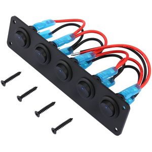 5 Gang 12V Rocker Switch Voor Auto Marine Boot Stroomonderbrekers Overbelasting Beschermd Led Light Rocker Switch Panel Circuit