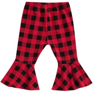 Kerst Baby Baby Meisje Jongen Broek Plaid Print Elastische Taille Rechte/Flare Broek Broek Bodems