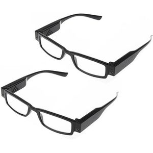 2 Stuks Leesbril Led Nifying Lens Nifying Voor Presbyopie Zwart, Dioptrie + 3 & Dioptrie 3.5