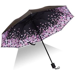 Top Paraplu Mannen Regen Vrouw Winddicht Grote Paraguas 3D Bloemenprint Sunny Anti-Zon 3 Opvouwbare Paraplu Outdoor parapluie