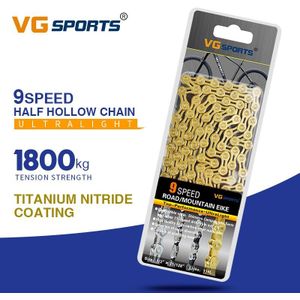 Vg Sport 9 10 11 Speed Fietsketting Half/Full Hollow Titannium Nitride Coating Fietsen Chain 116L Ti Goud mtb Racefiets Kettingen