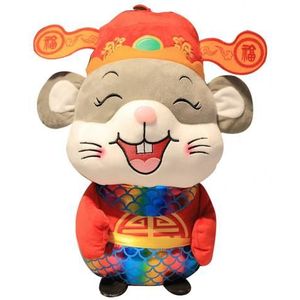 Jaar van de Rat Mascotte Knuffel Lente Festival Fortune Mouse speelgoed Gevulde Pop Zodiac Chinese jaar Fortuin muis