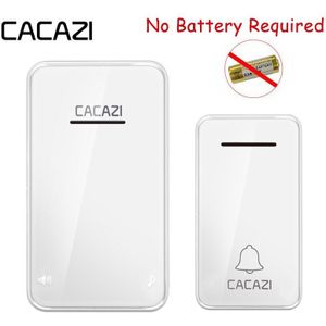 CACAZI Geen Batterij Nodig Waterdichte Draadloze Deurbel 200 m Remote Kinetische Elektronische LED Light Ring Bell 1 Drukknop + 1 ontvanger