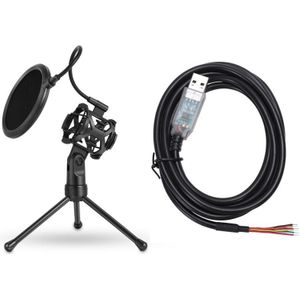 1 Pcs Wire End,USB-Rs485-We-1800-Bt Cable,USB To Rs485 Serial& 1 Pcs Microphone Shock Mount Studio Desktop Tripod Stand
