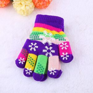 Sneeuwvlok Splice Wanten Winter Baby Jongens Meisjes Gebreide Handschoenen Warm Touw Volledige Vinger Wanten Handschoenen Voor Kinderen Peuter Kids