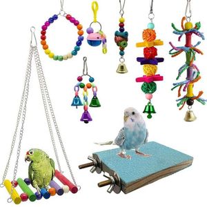 8 Packs Vogel Swing Kauwen Speelgoed-Papegaai Hangmat Bell Speelgoed Geschikt Voor Kleine Parkieten, Vinken, Budgie, ara