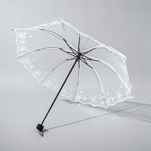 Transparante Vrouwen Paraplu Grote Grote Clear Folding Black Kids Regen Paraplu Follower Patroon Waterdichte Tiener Meisjes Parasol