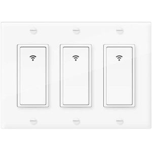 3 Gang Wifi Slimme Lichtschakelaar Voor Alexa Google Home Draadloze Schakelaar Met Afstandsbediening En Timer Us Plug