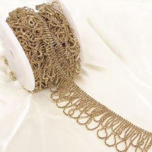 Goud Handgemaakte Strass Buikdans Jurk Riem Cup Keten Trimmen Luxe Kwastje Trimmen Naaien op Kristal Kledingstuk Applique Trim