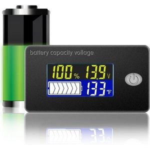 Dc 10V ~ 100V Li-Ion Lifepo4 Lood-zuur Batterij Capaciteit Indicator Digitale Voltmeter Tester Temperatuur Monitor 12V 24V 36V 48V 96V
