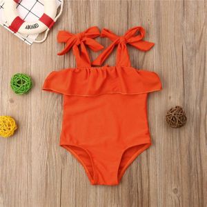 Peuter Kids Een stuk Bikini Kinderen Meisjes Badmode Badmode Baby Meisjes Oranje Badpak Zomer Sling Badpak