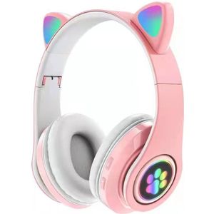 Leuke Kat Bluetooth Hoofdtelefoon Draadloze Headset Opvouwbare Hifi Muziek Stereo Noise Annuleren Koptelefoon Tf Card Voor Kinderen Meisjes