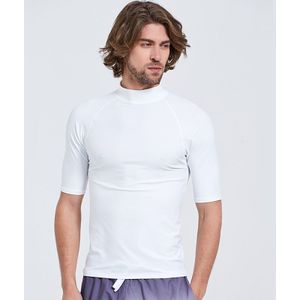 Sbart 1 Pc Wit Rash Guard T-shirts Korte Mouw Mannen Zwemkleding Tops Mannelijke Badmode Surf Zeilen Badpakken deo
